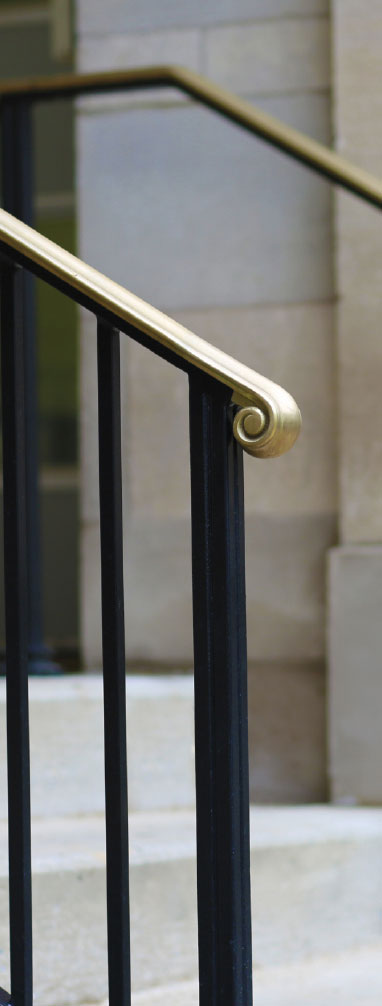 Exterior bronze and powder coated steel railing